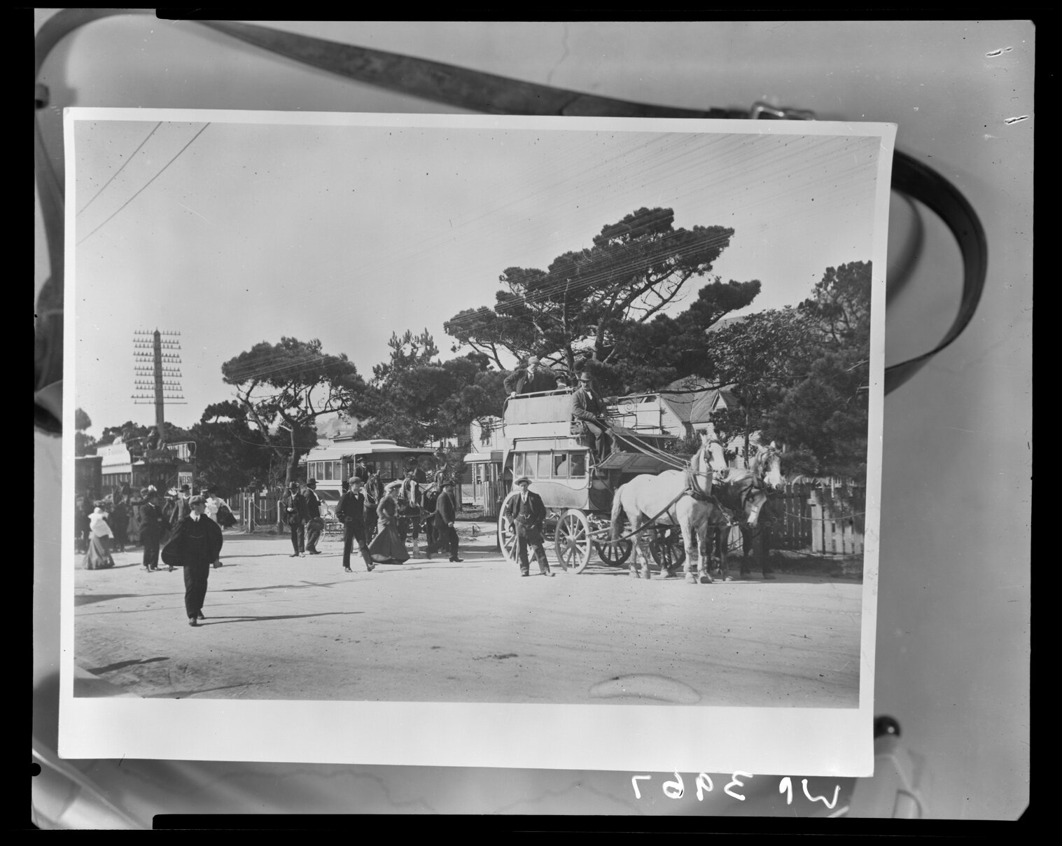 Horse-drawn and motorised transport and pedestrians, possibly Courtenay Place
