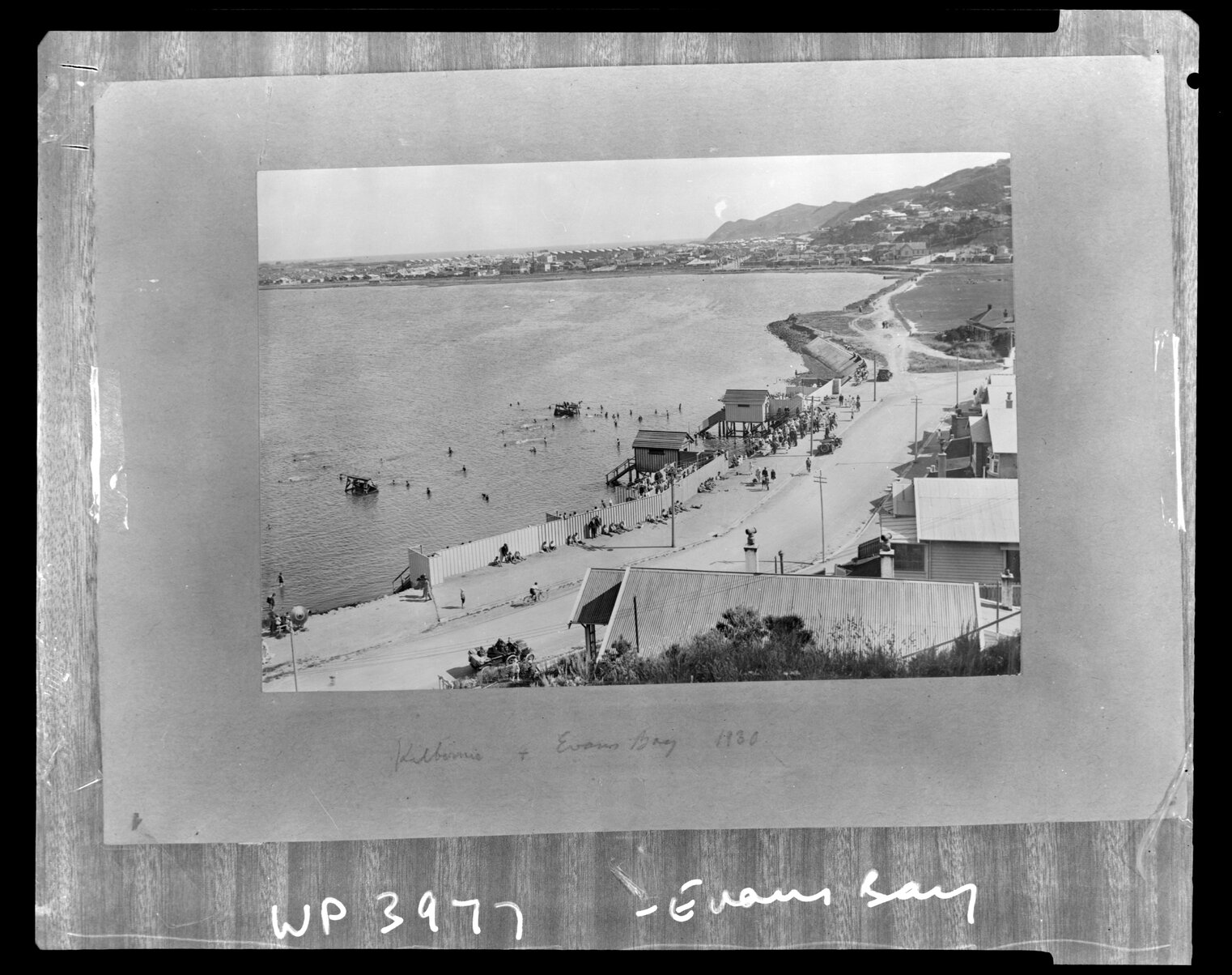 Elevated view of Bathing Beach, Evans Bay