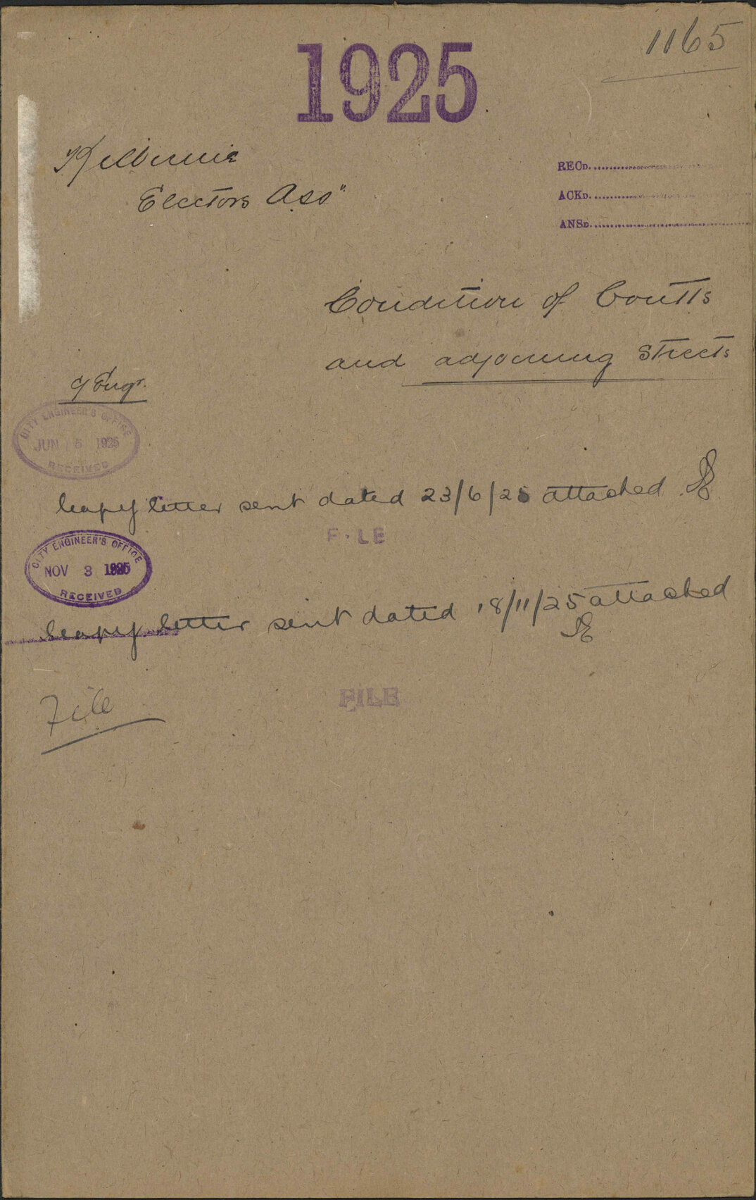 Condition of Coutts and adjoining streets - Kilbirnie Electors' Association