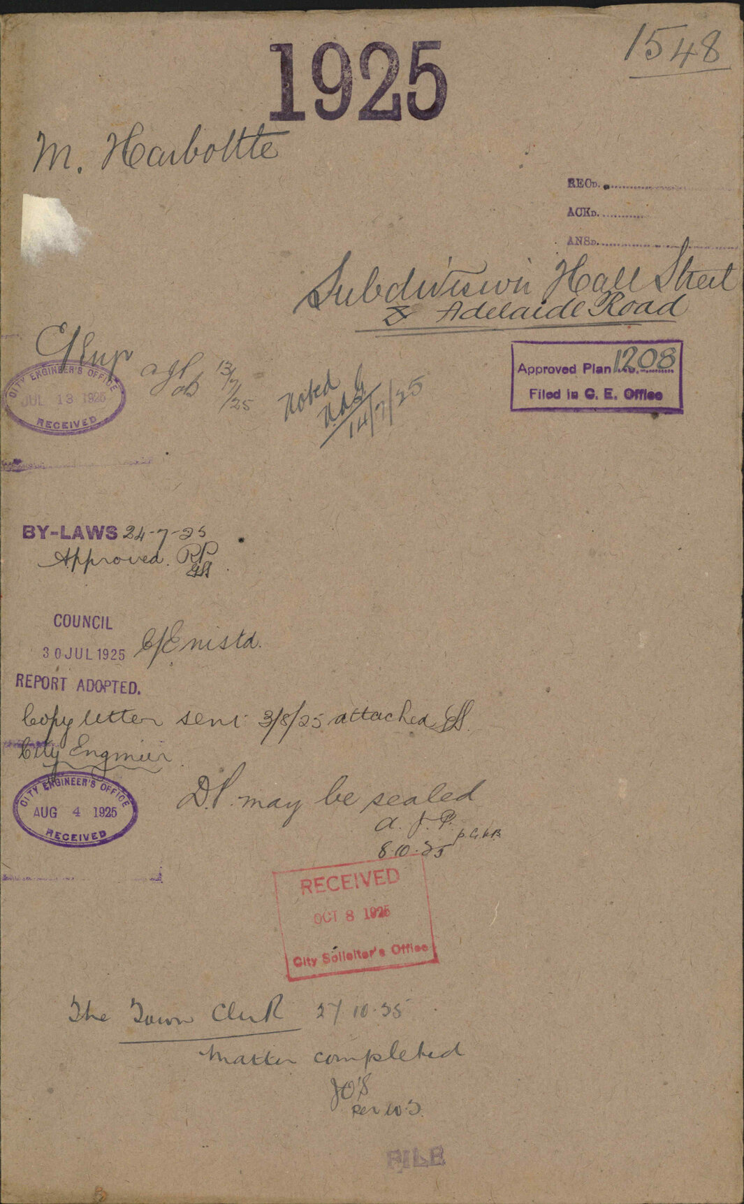 Subdivision, Hall Street and Adelaide Road - M Harbottle