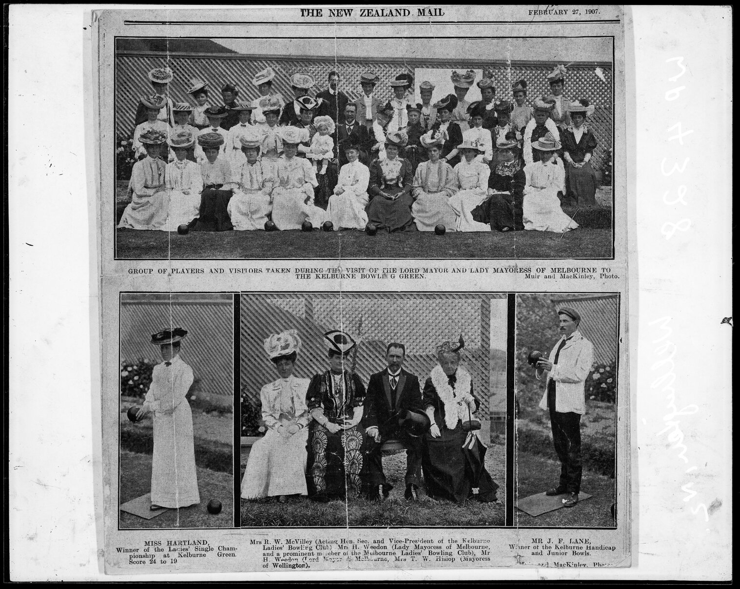 Group of Players and Visitors taken during the visit of The Lord Mayor and Lady Mayoress of Melbourne to the Kelburn Bowling Green