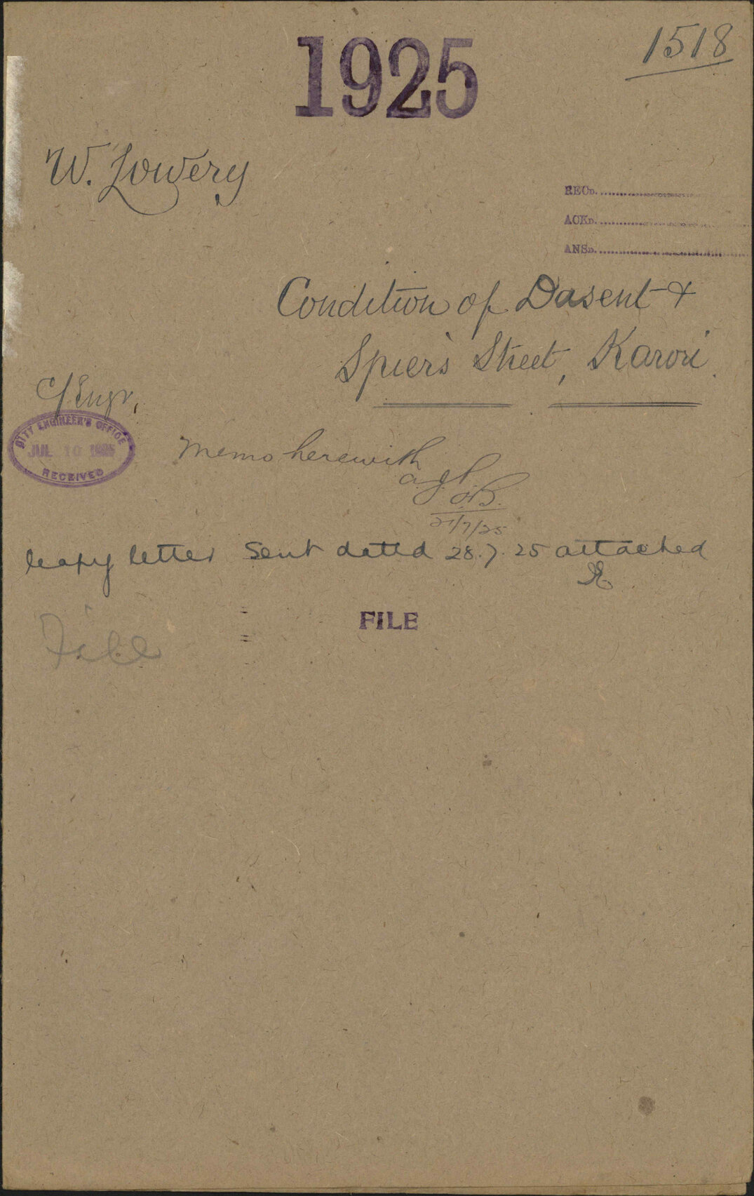 Condition of Dasent and Spiers Street, Karori - W Lowery