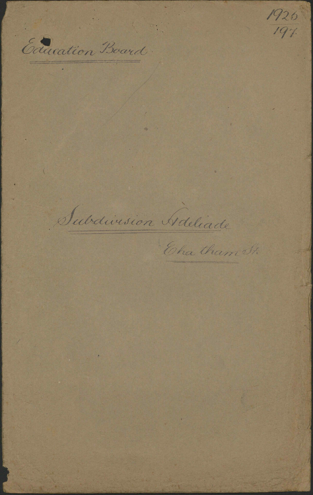 Subdivision, Adelaide Road and Chatham Street - Education Board