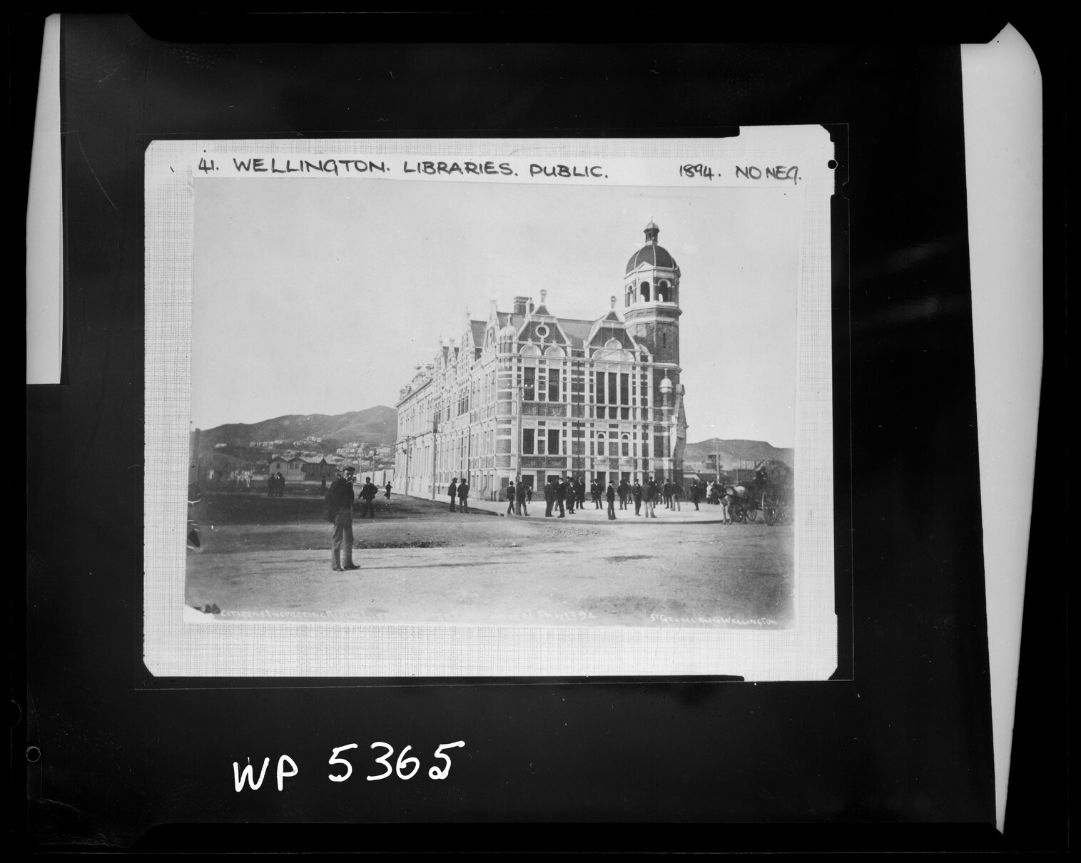 Wellington Public Library, citizens inspecting library after earthquake of 21 May 1894
