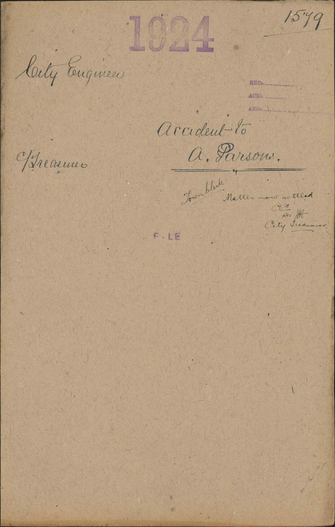 Accident to A Parsons - City Engineer