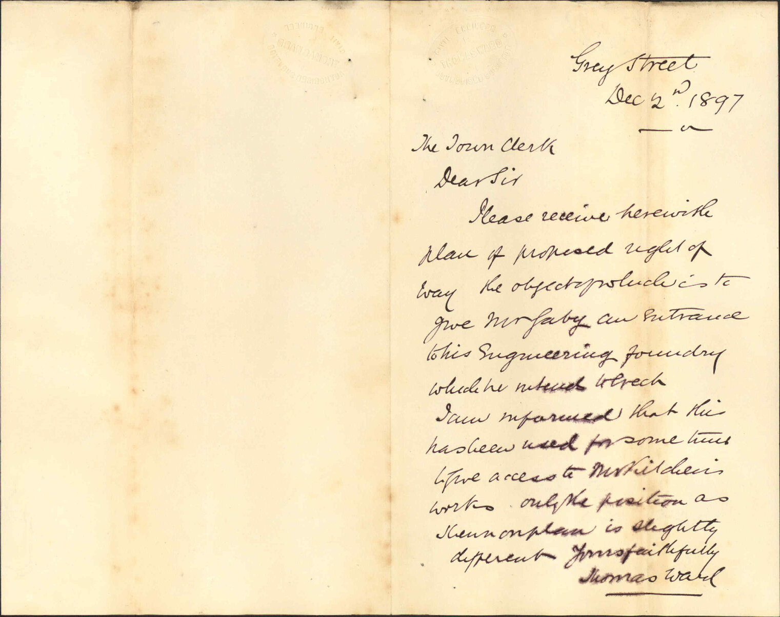 Application for consent to right-of-way at Revans Street - Herbert Gaby