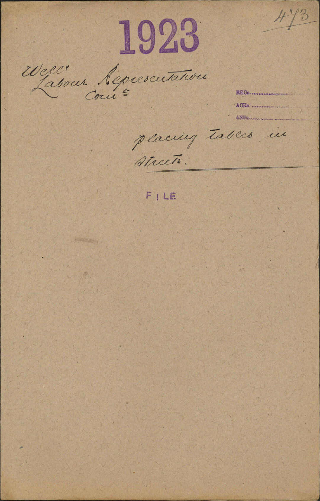 Placing tables in streets - Wellington Labour Representation Committee