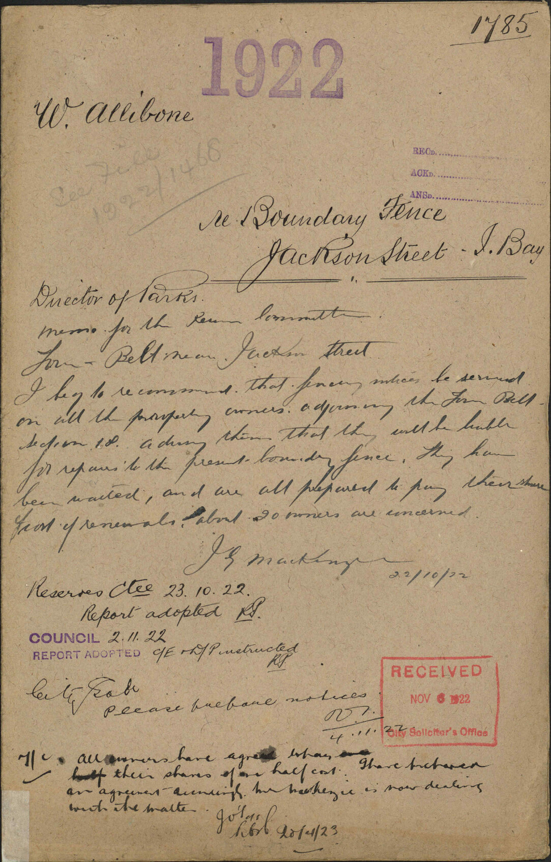 Re boundary fence, Jackson Street, Island Bay - W Allibone