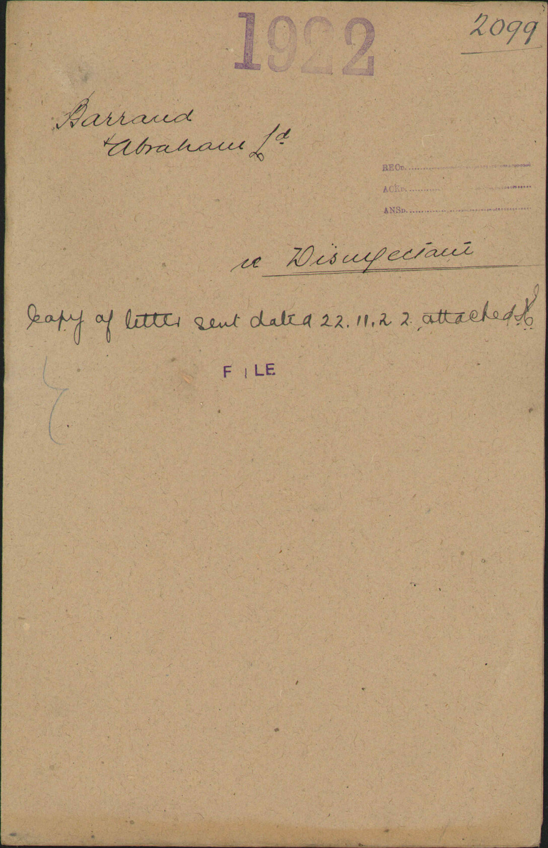 Re disinfectant - Barrand and Abraham Ltd