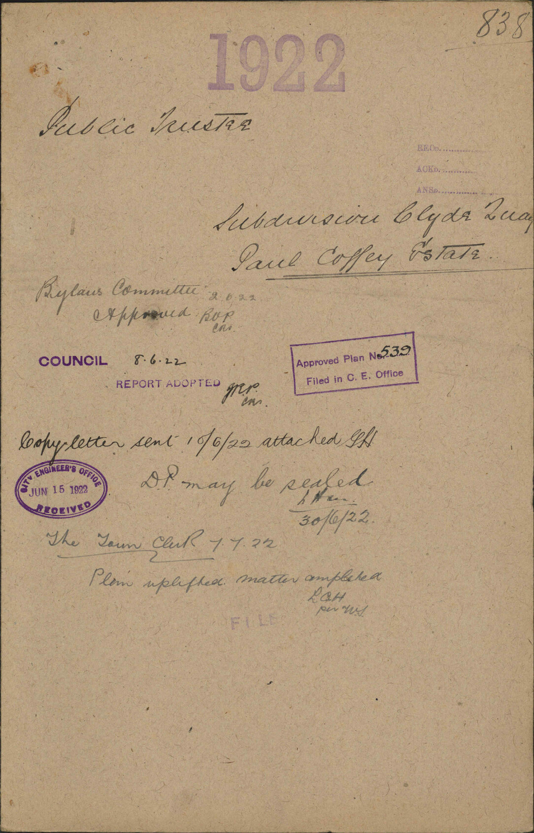 Subdivision, Clyde Quay, Paul Coffey Estate - Public Trustee