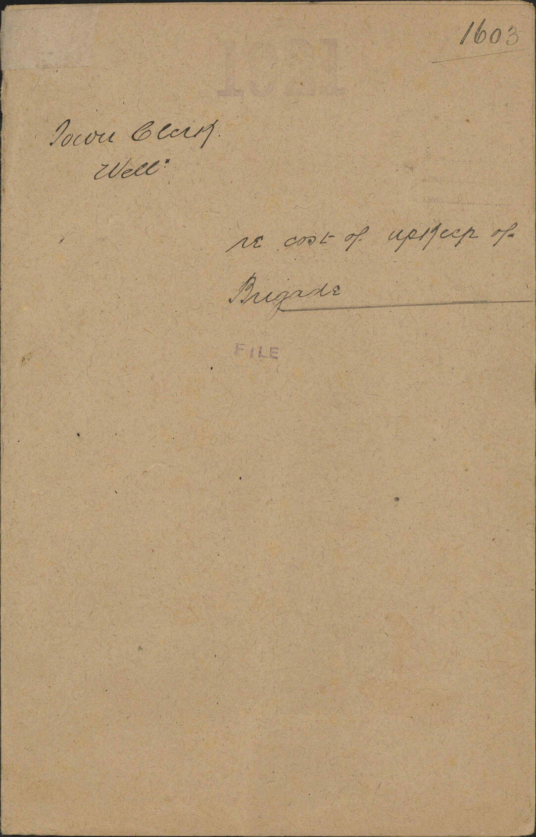 Re cost of upkeep of brigade - Town Clerk, Wellington