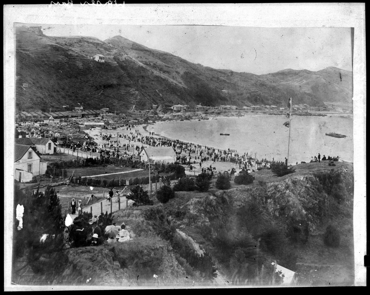 Overlooking busy day at the beach, Worser Bay