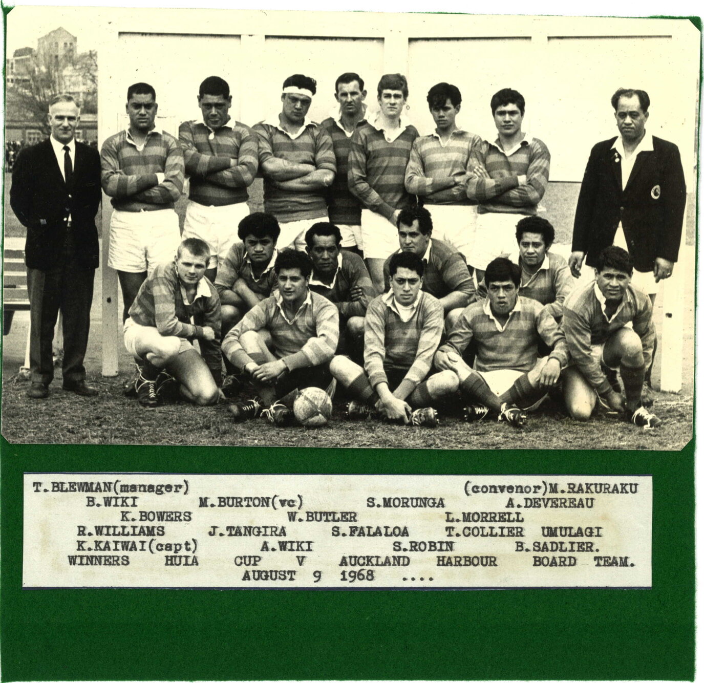 Wellington Harbour Board Rugby Team photo, 1968