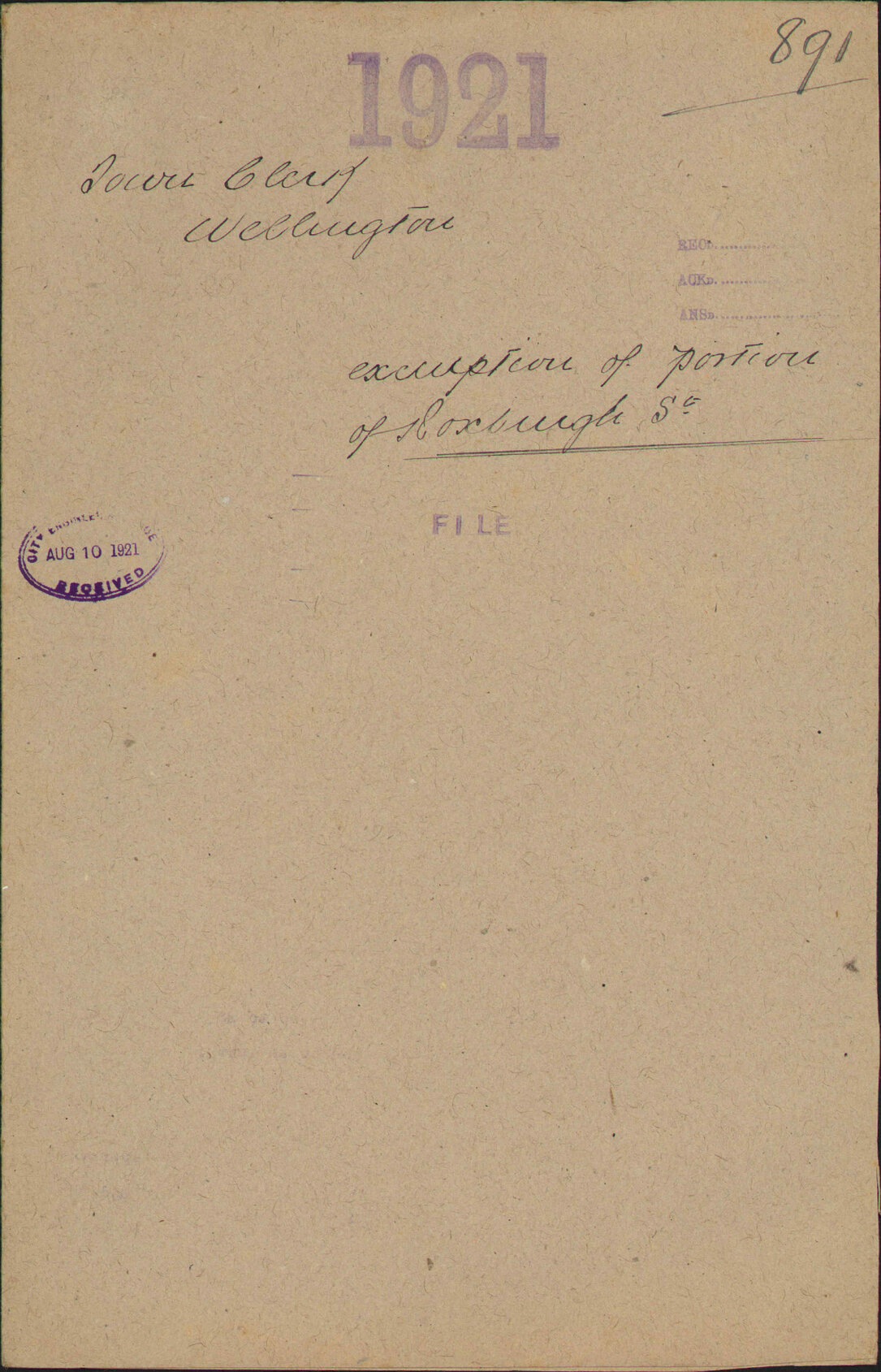 Exemption of portion of Roxburgh Street - Town Clerk, Wellington