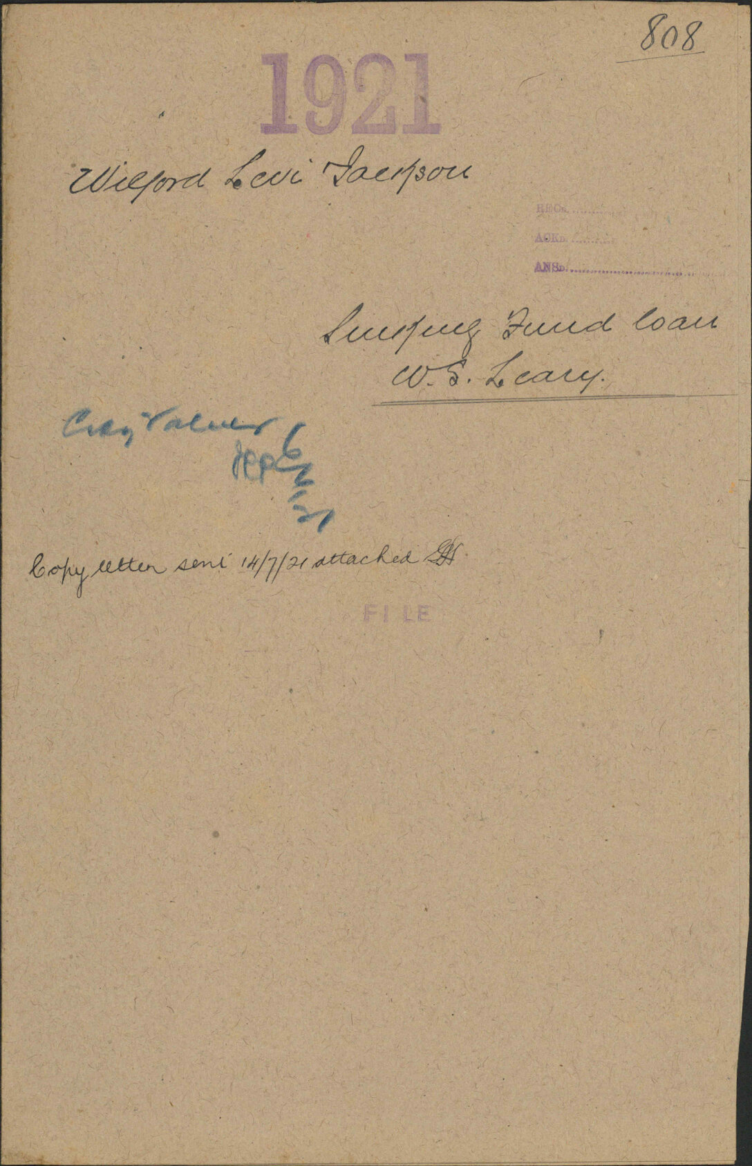 Sinking Fund loan, W S Leary - Wilford, Levi &amp; Jackson