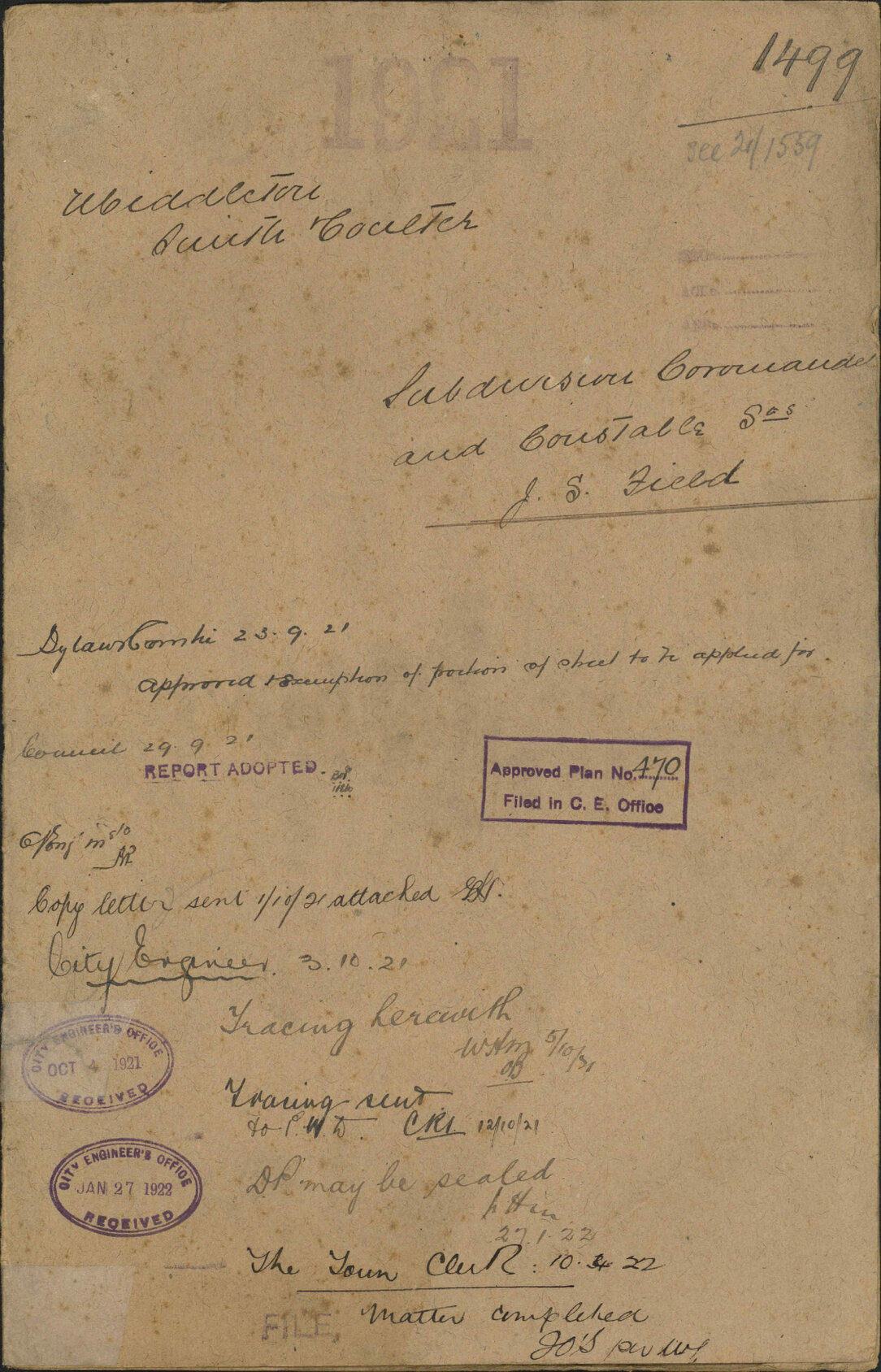 Subdivision, Coromandel and Constable Street, J S Field - Middleton, Smith and Coulter