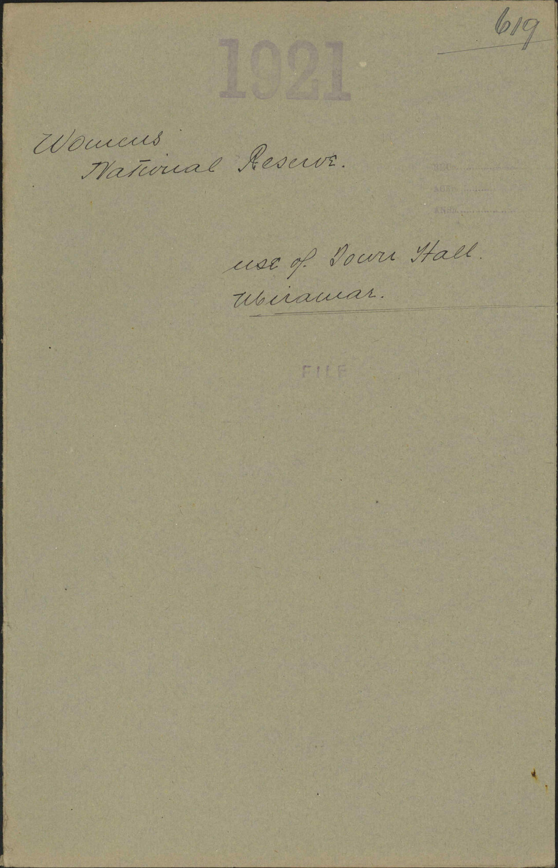 Use of Town Hall, Miramar - Women's National Reserve