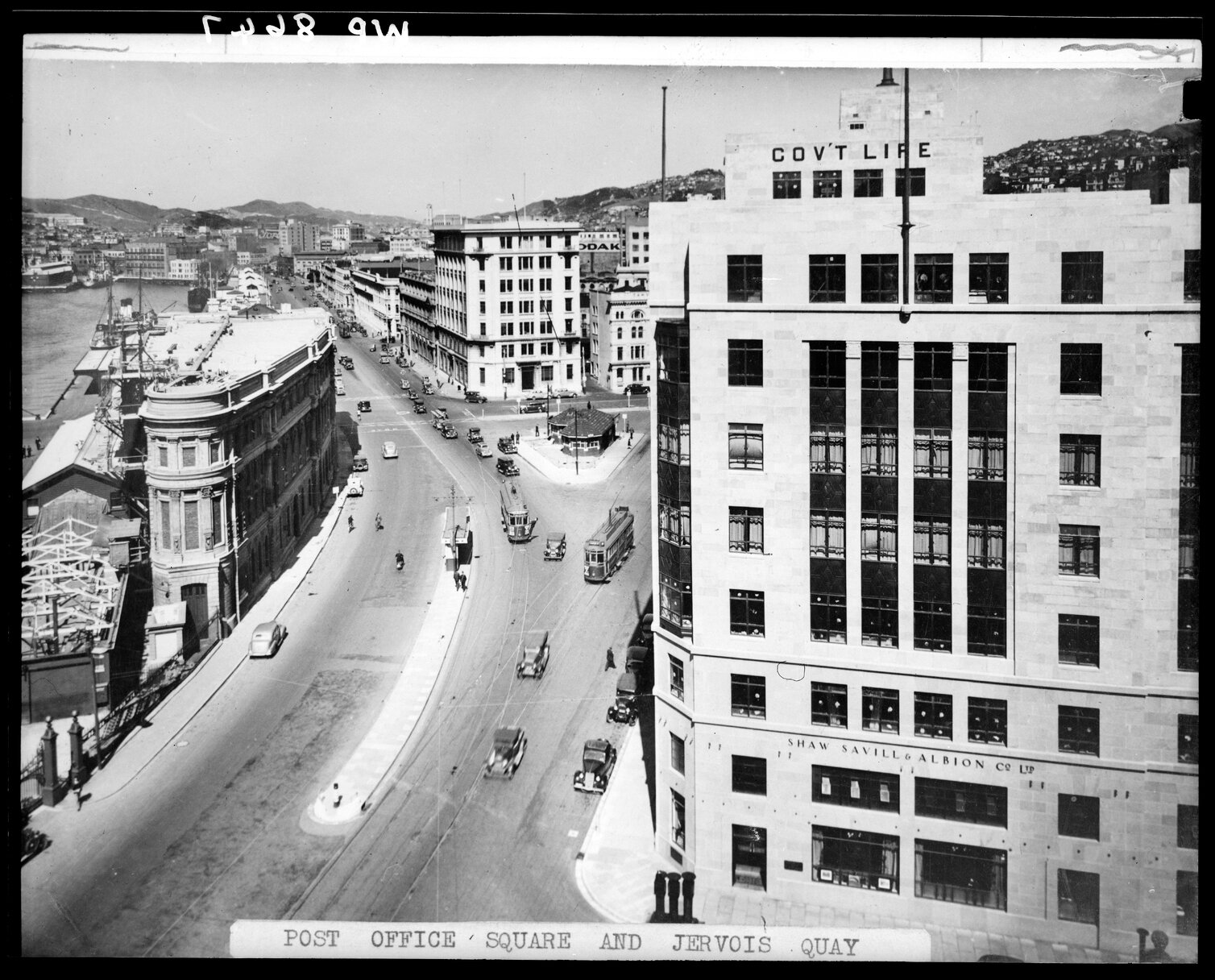 Elevated view of Post Office Square at Customhouse Quay and Jervois Quay