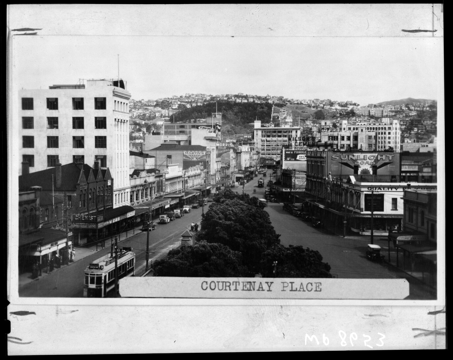 Elevated view of Courtenay Place, from east end