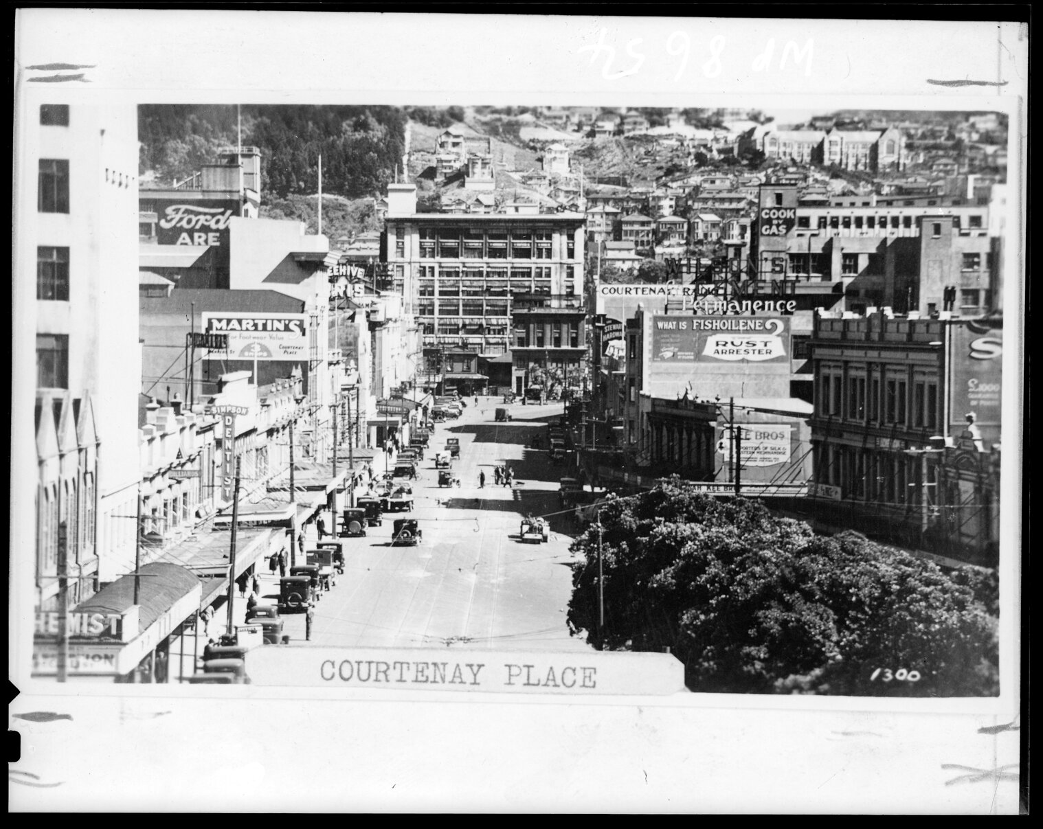 Elevated view of Courtenay Place, from east end