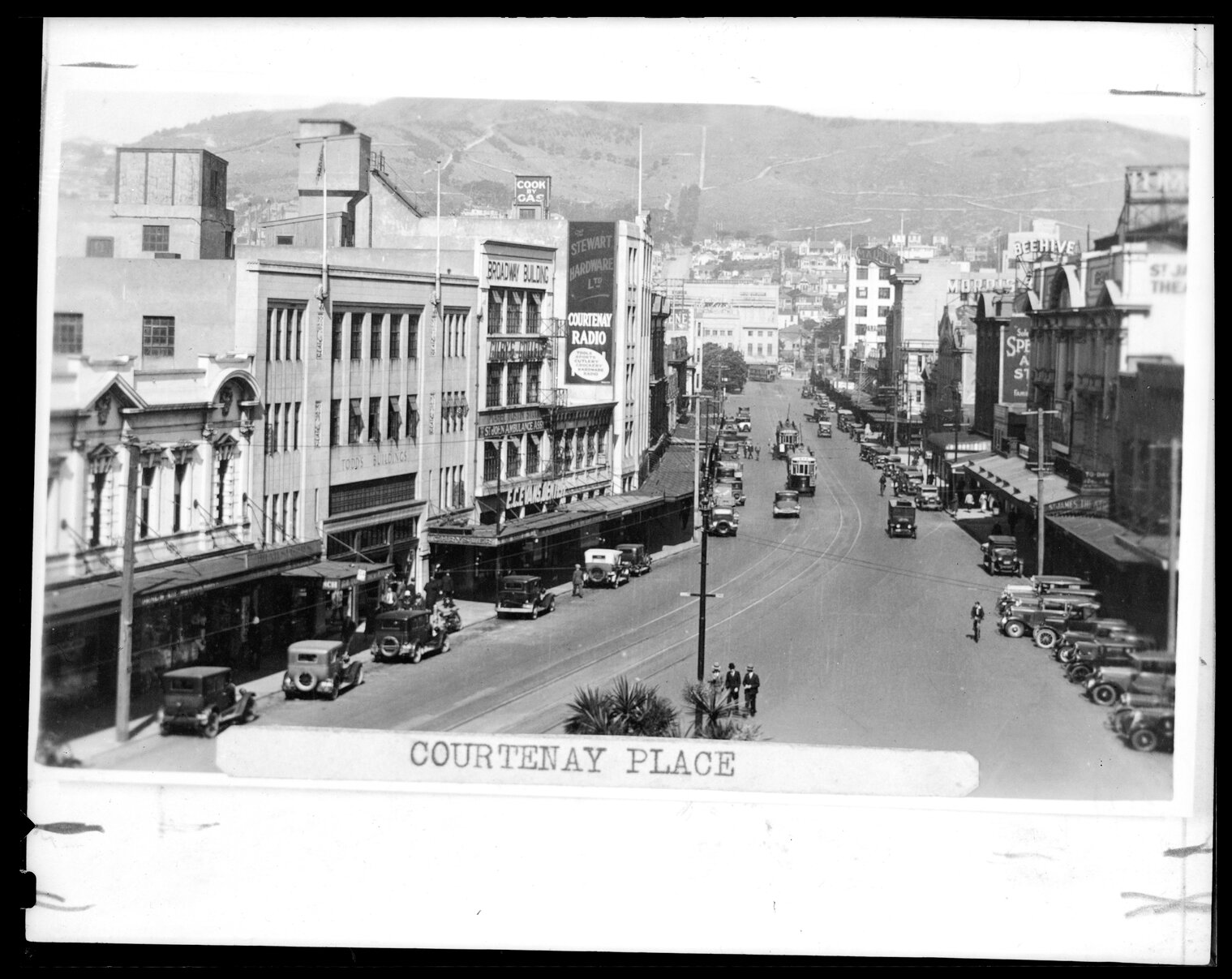Elevated view of Courtenay Place, from west end