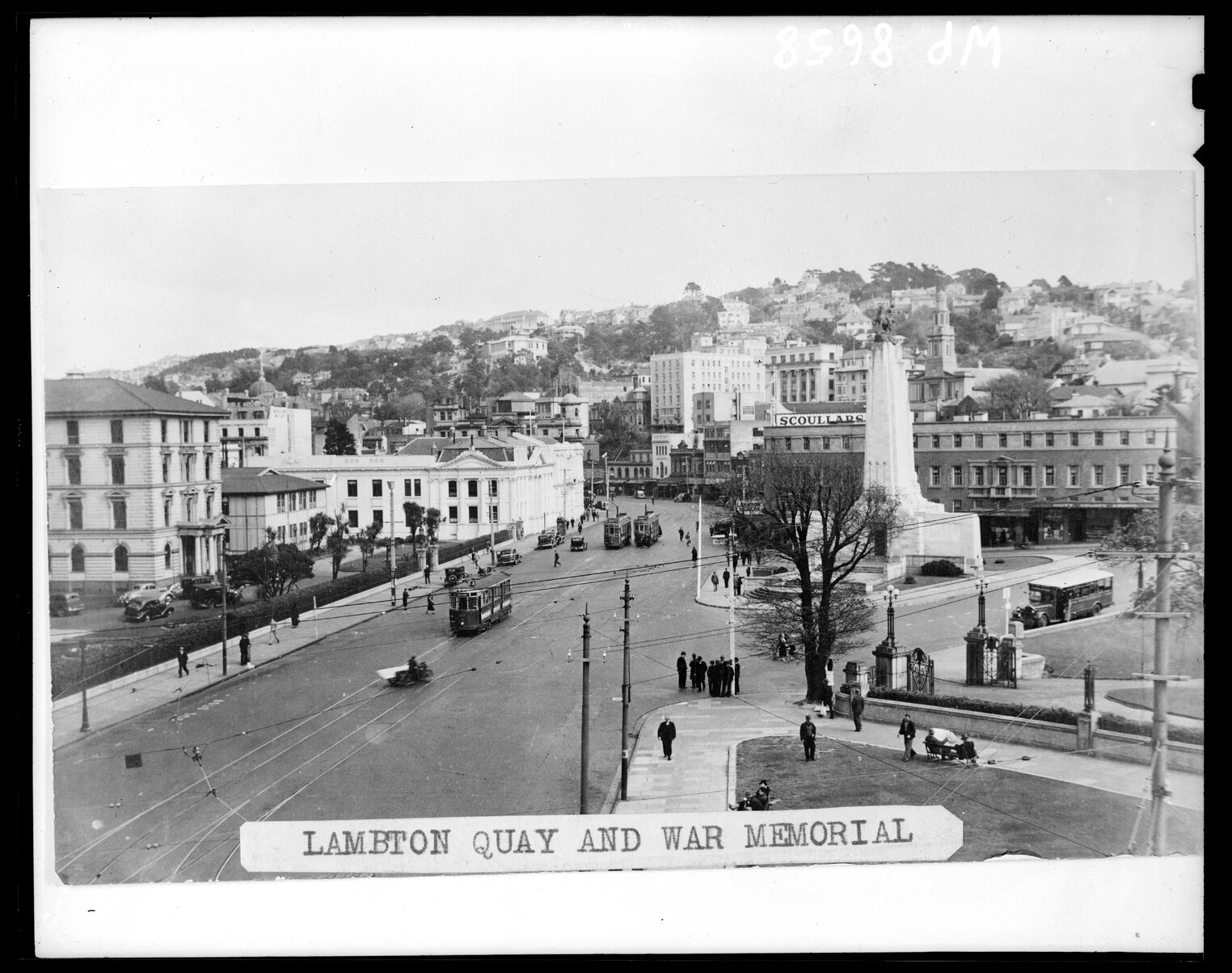 Elevated view of Lambton Quay and the Cenotaph War Memorial