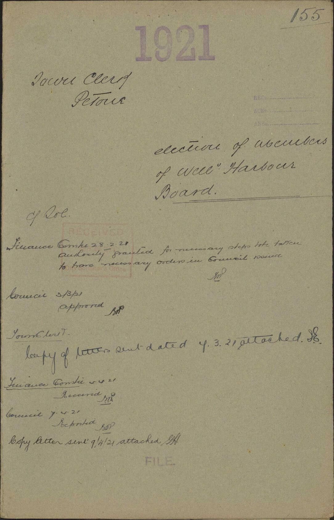 Election of members of Wellington Harbour Board - Town Clerk, Petone