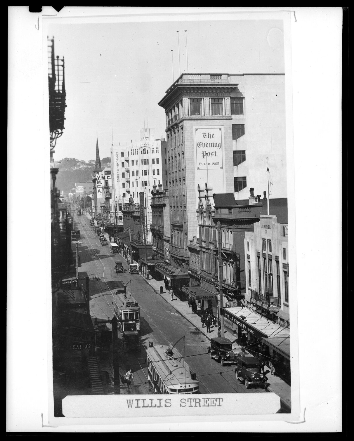 Elevated view of Willis Street (west side), looking south and Press House, 82 Willis Street