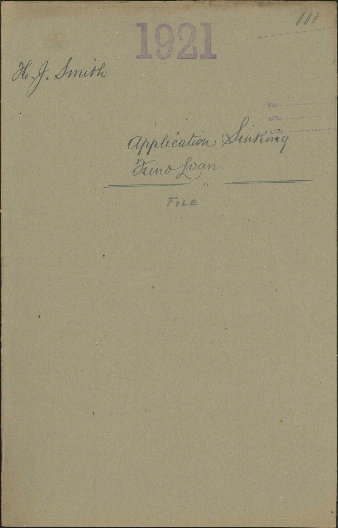 Application, Sinking Fund loan - H J Smith