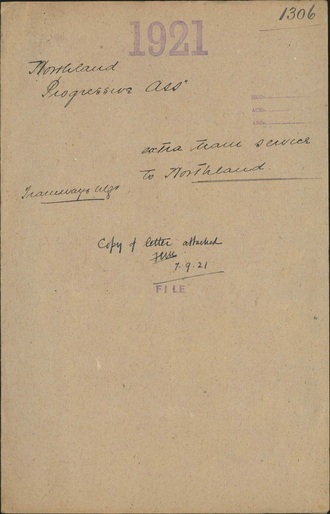 Extra tram service to Northland - Northland Progressive Association