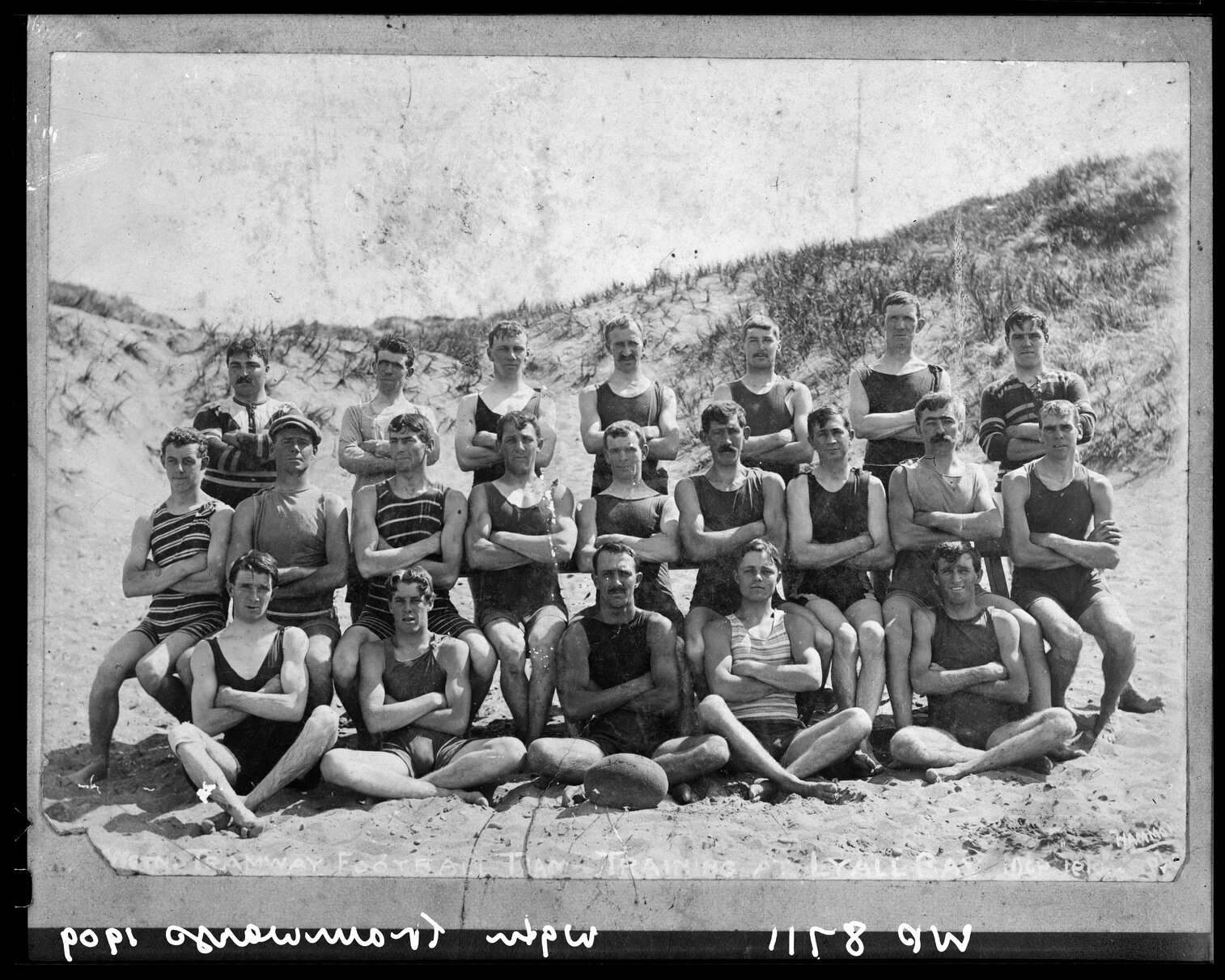 Wellington Tramways Football team training at Lyall Bay