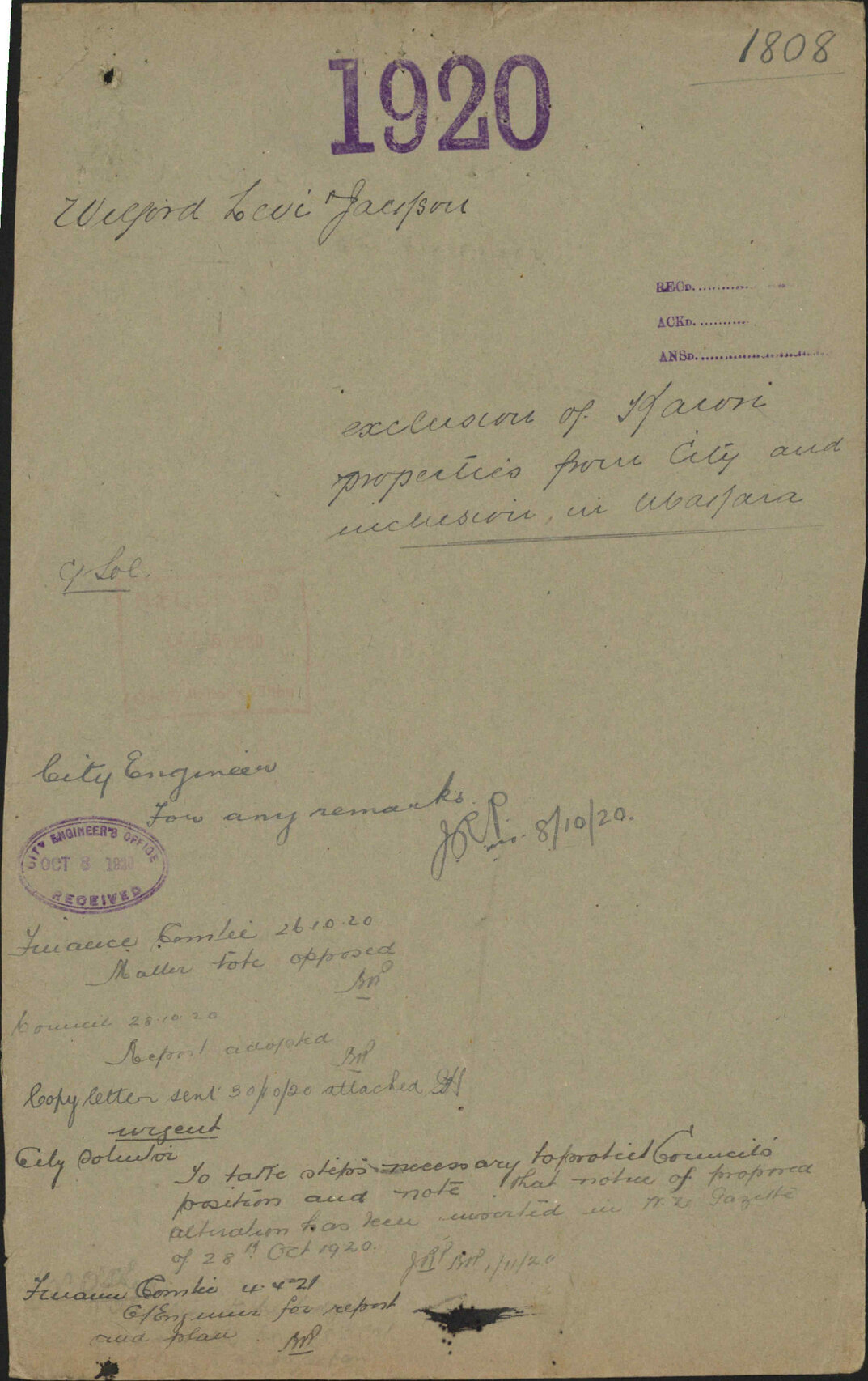 Exclusion of Karori properties from City and inclusion in Makara - Wilford, Levi &amp; Jackson