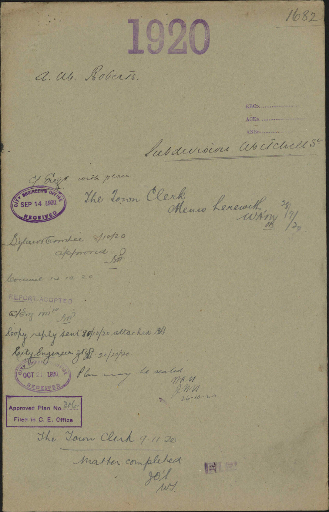 Subdivision, Mitchell Street - A M Roberts