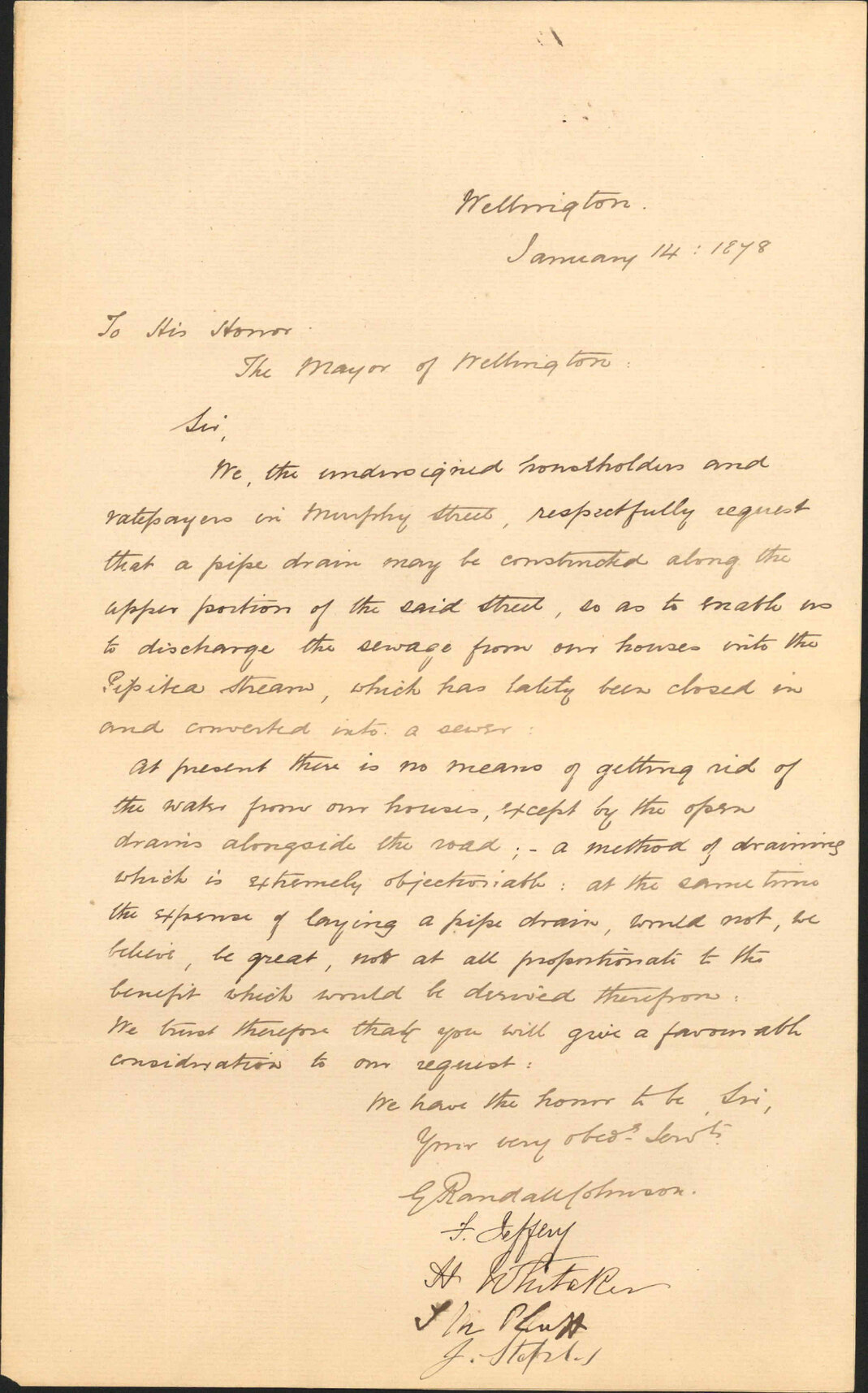 Re construction of pipe drain along upper part of street - Murphy Street residents