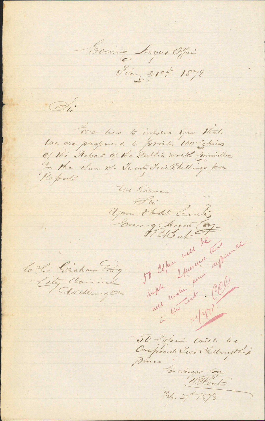 Re printing Public Works Committee report - E Argus