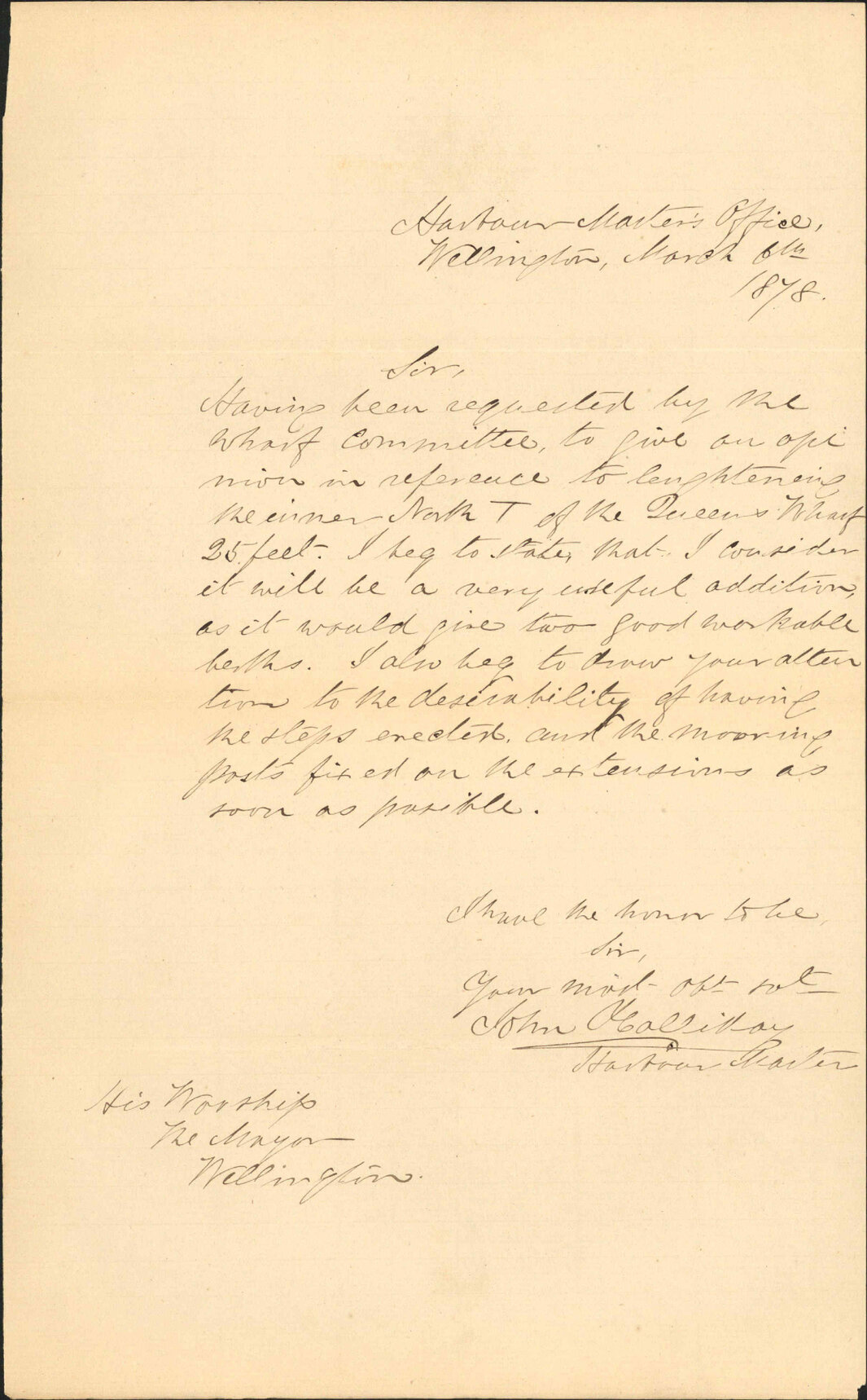 Re lengthening Queens Wharf - John Halliday