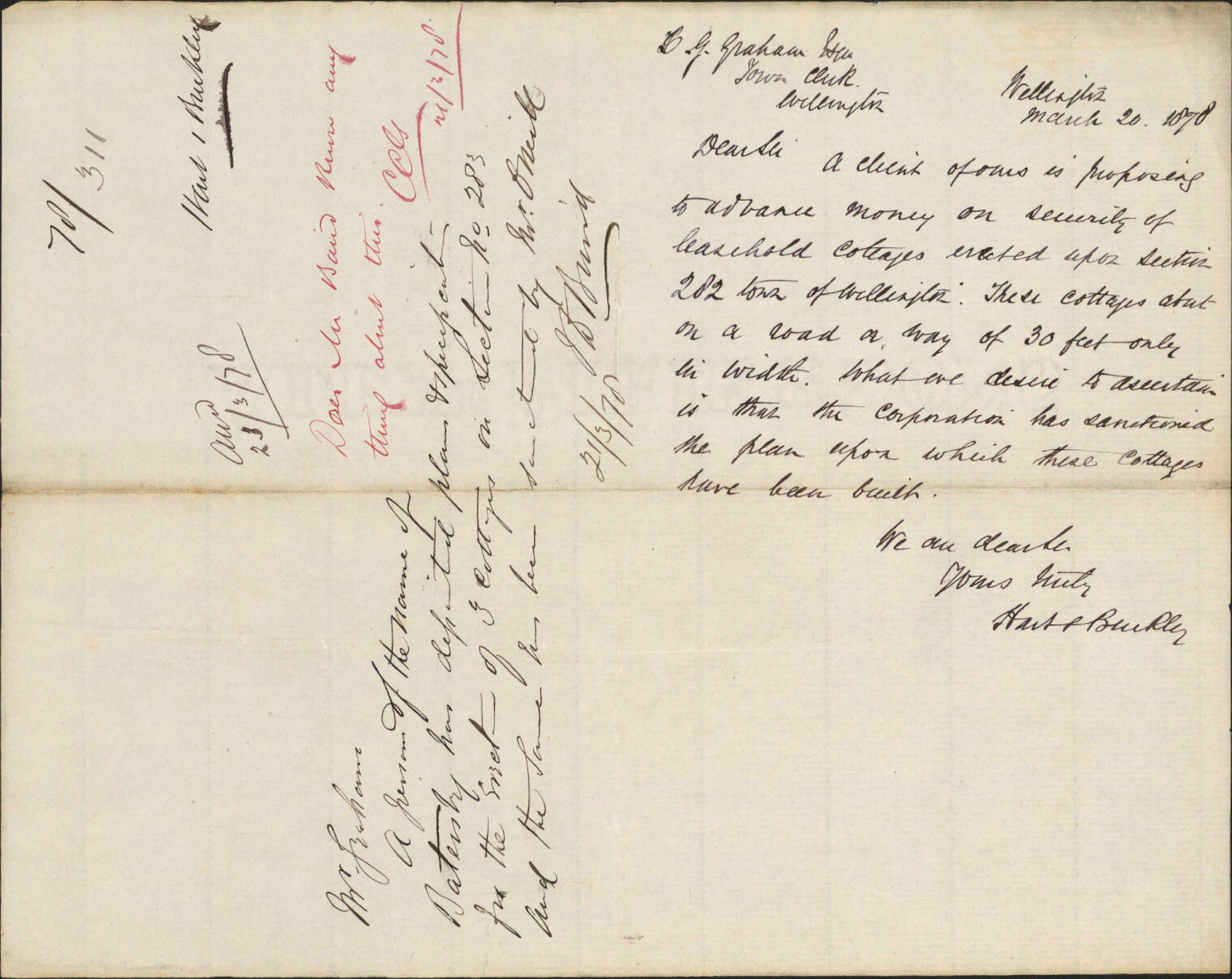 Re building cottages upon Town Acre 202 - Hart and Buckley