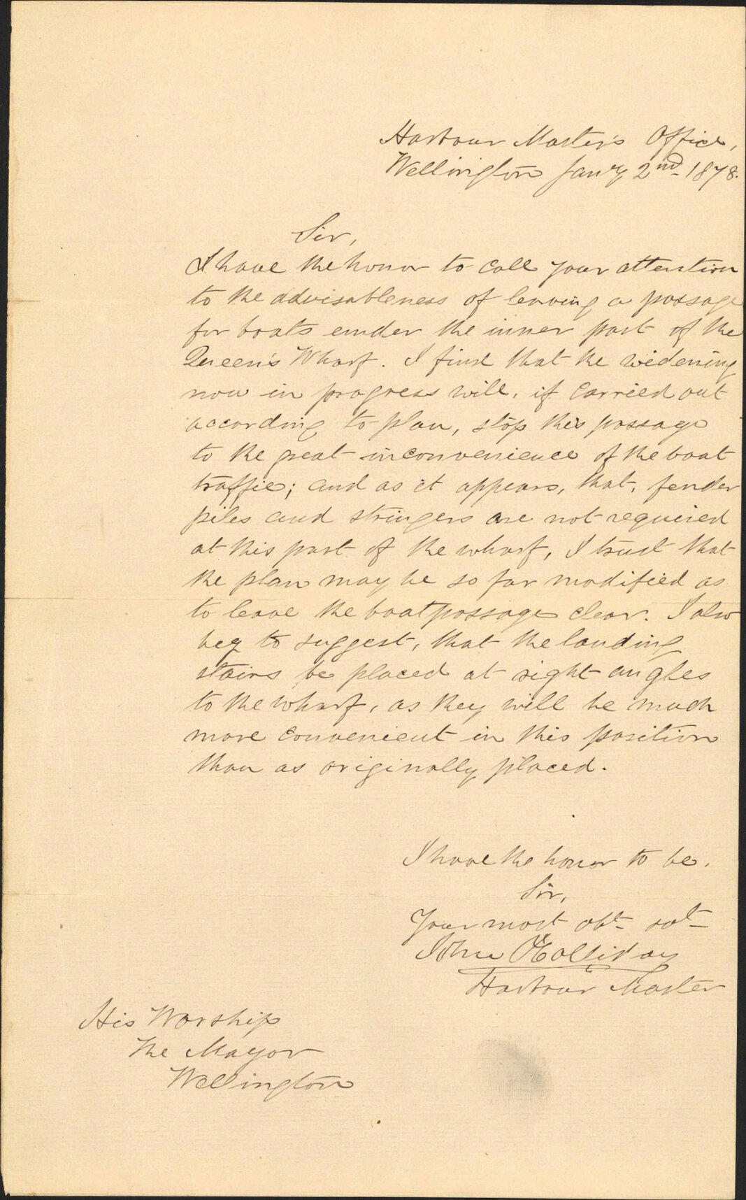 Re accommodation for boats, Queens Wharf - Harbour Master