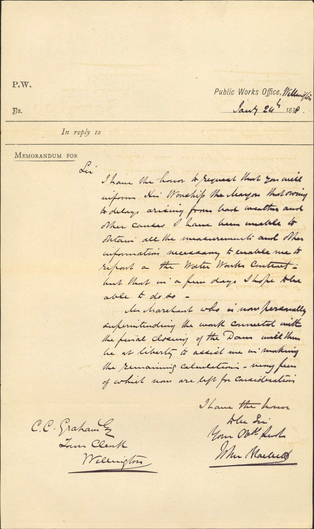 Re waterworks contract - Public Works Office