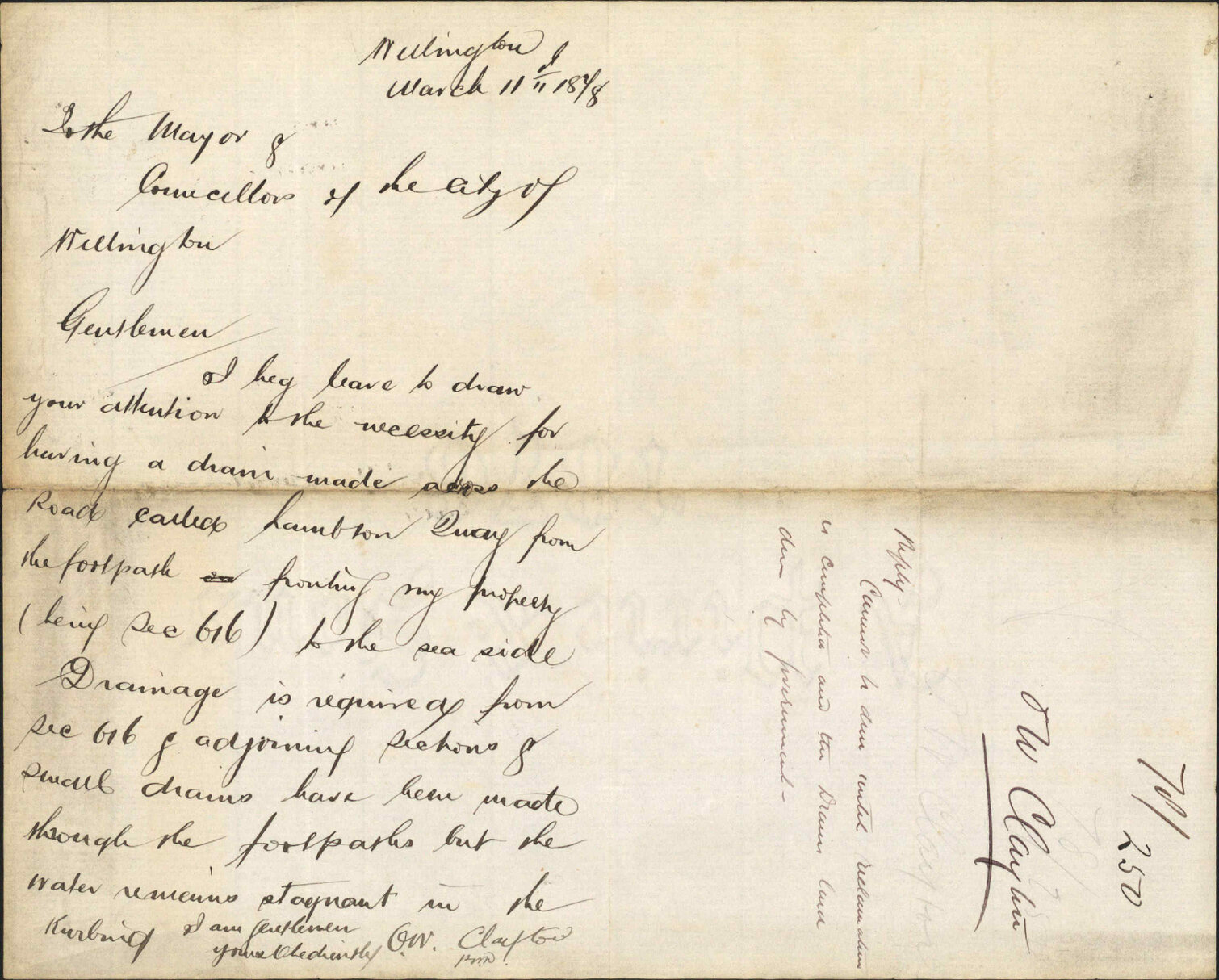 Re drainage Lambton Quay - O W Clayton