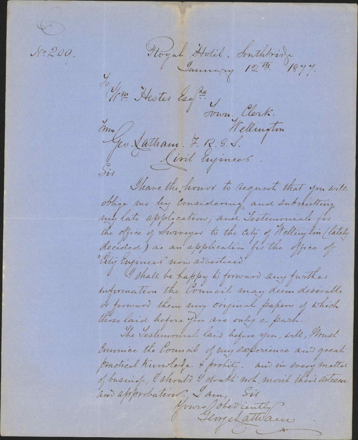 Applying for City Engineer position - George Latham