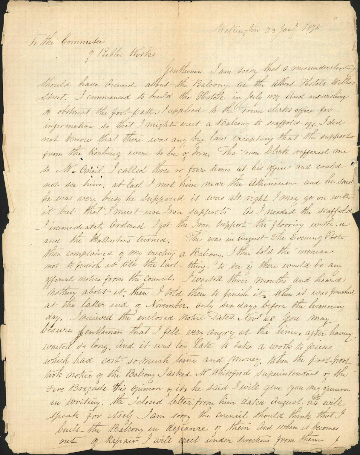 Re balcony of Albert Hotel, Wilber Street