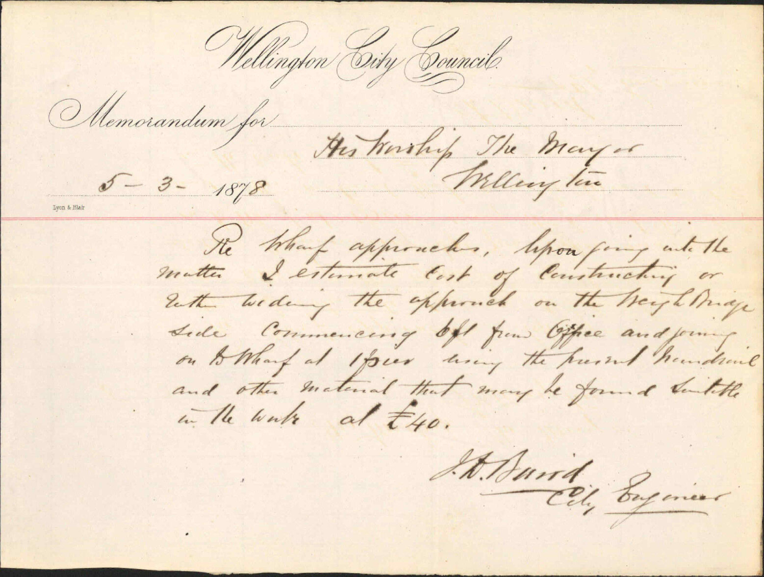 Re memo to Mayor re wharf approaches - City Engineer