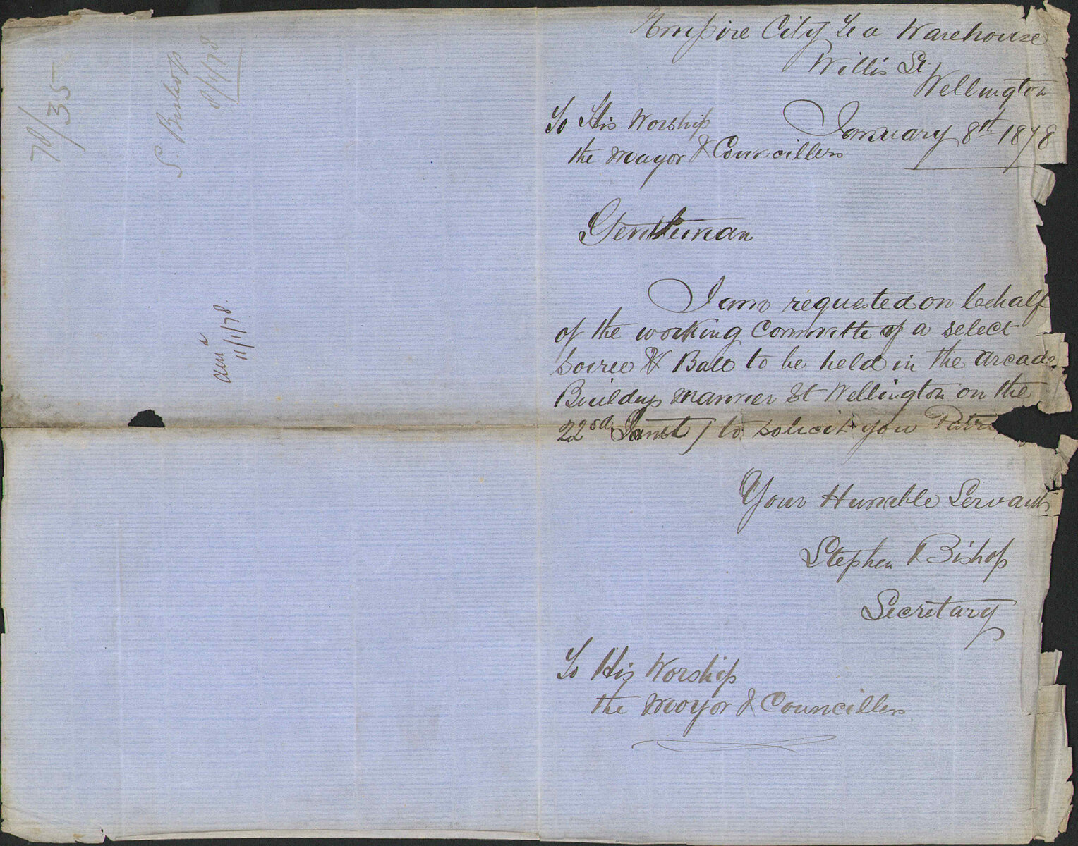 Re asking Mayor and Councillors to attend to meeting - Stephen Bishop