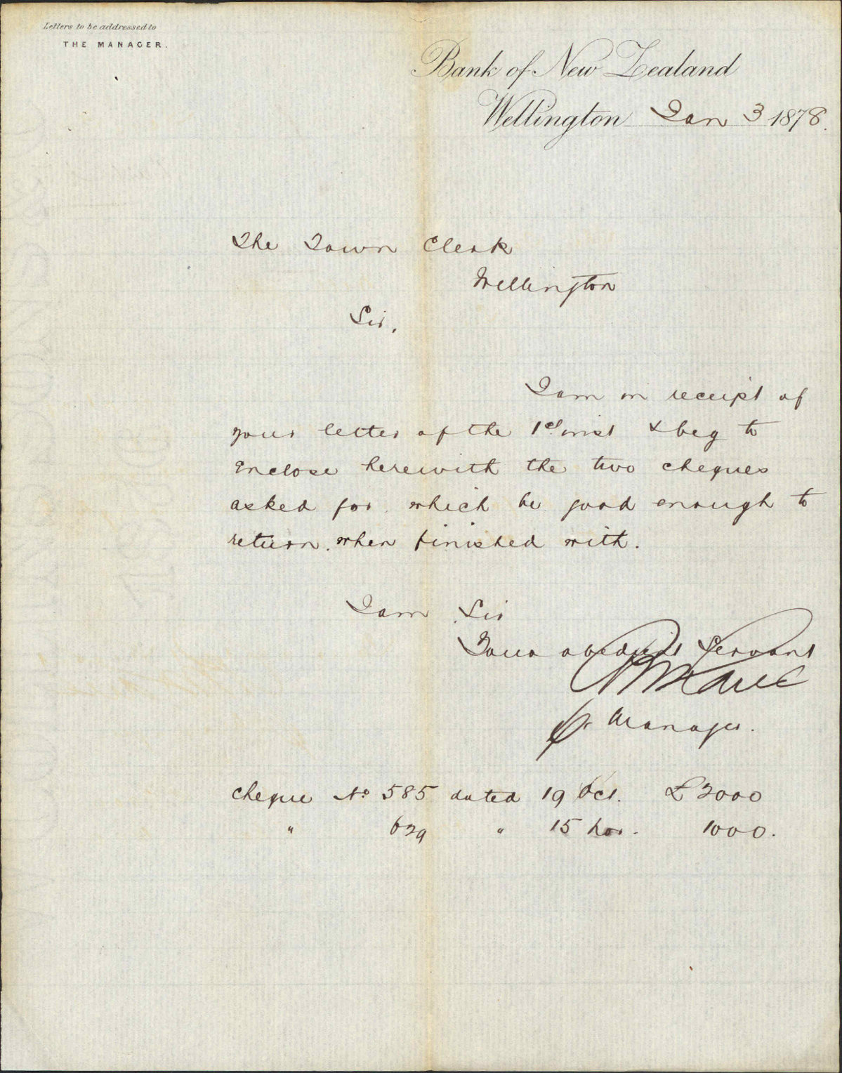 Re two cheques - Bank of New Zealand [BNZ]