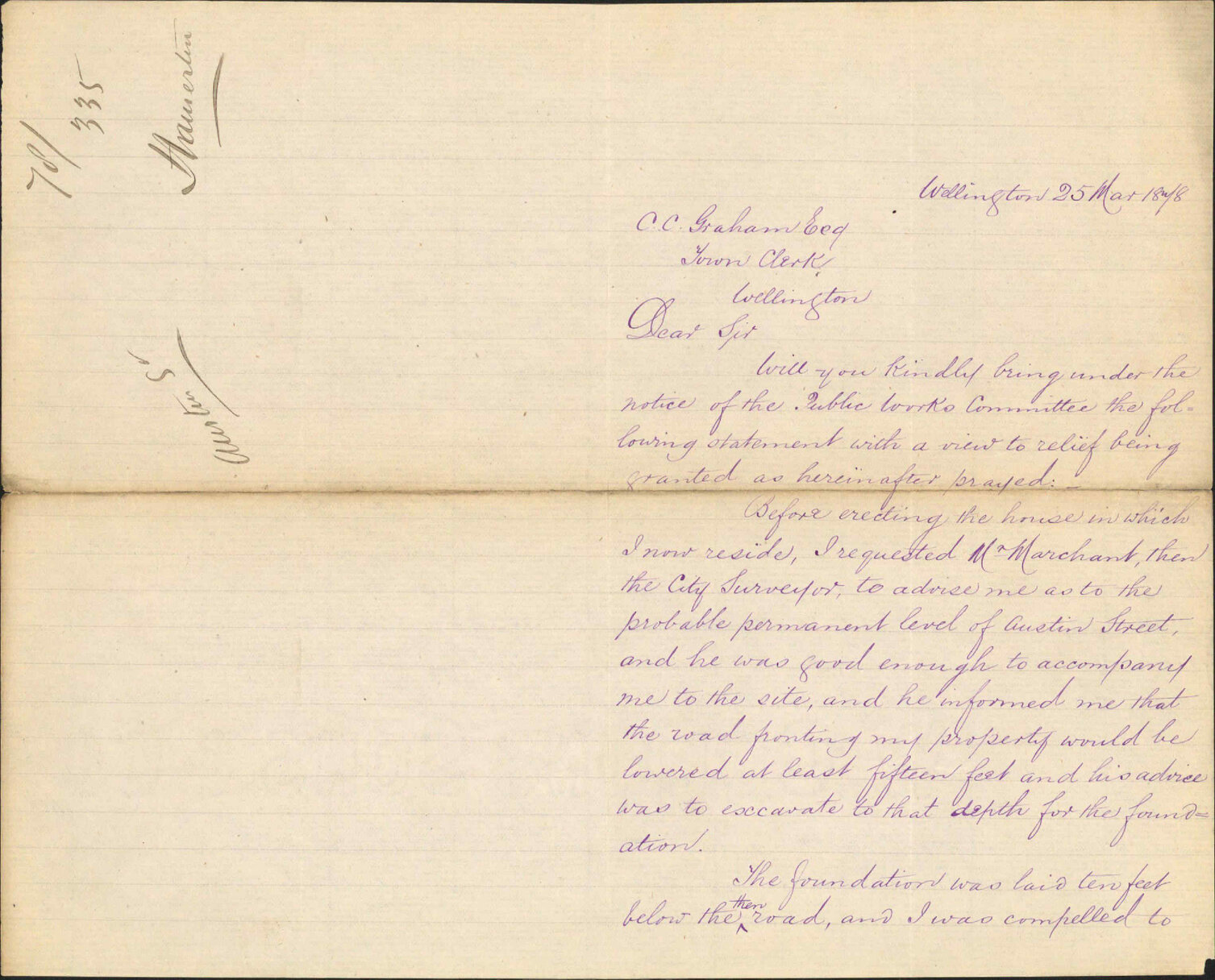 Re property in Austin Street and Austin Street level - R C Hamerton