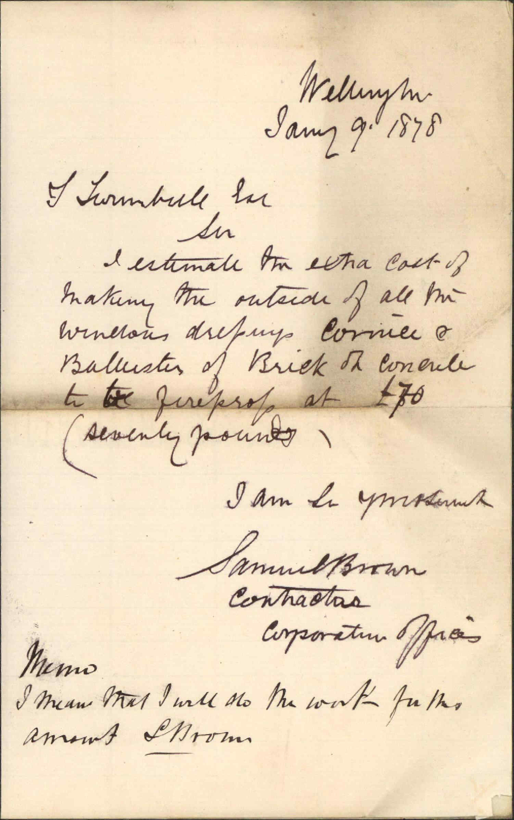 Re construction of windows etc - Samuel Brown