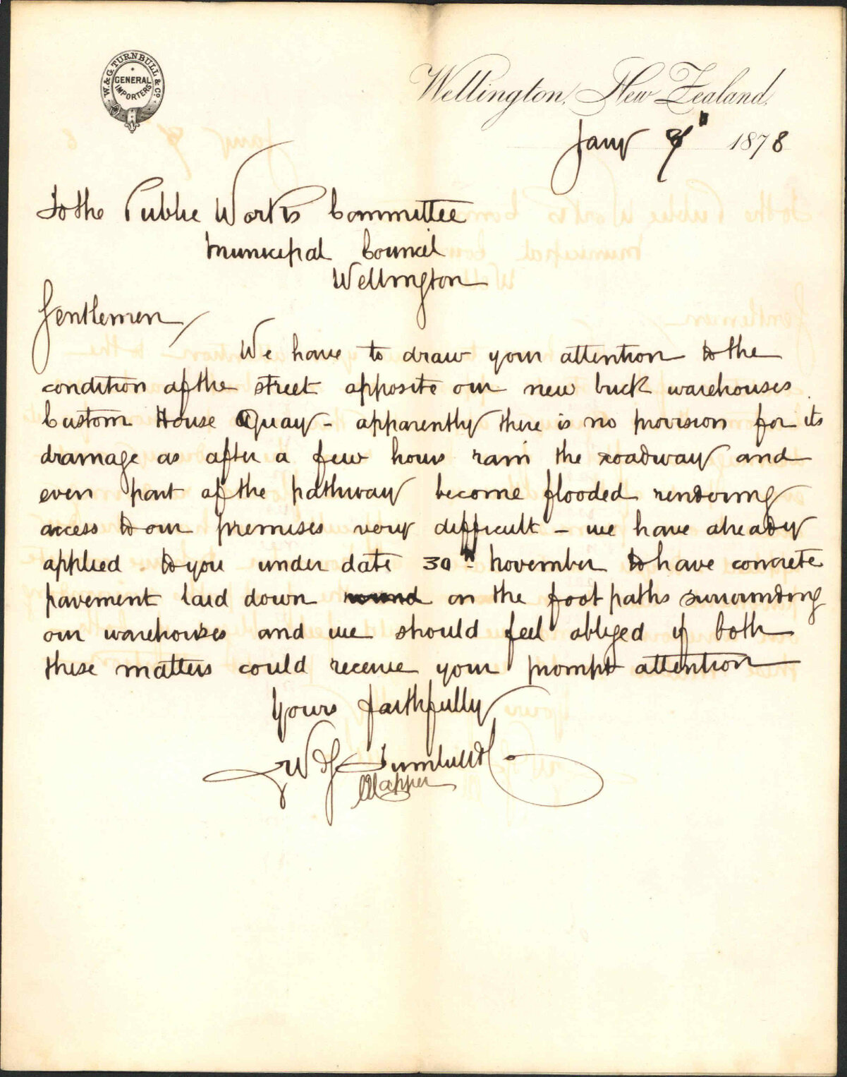 Re condition of Customhouse Quay - William J Turnbull