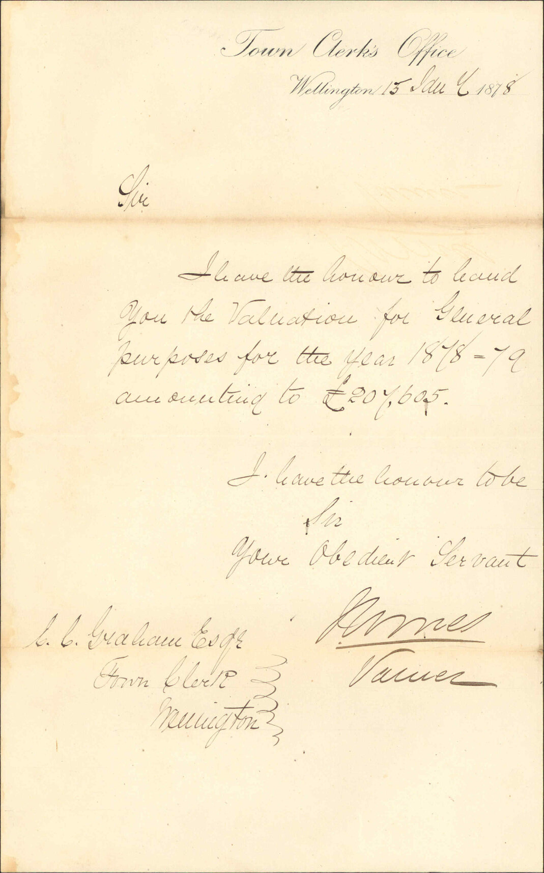 Re 1878-79 general purposes valuation - City Valuer