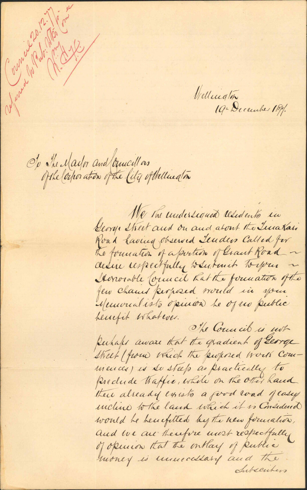 Re formation of portion Grant Road - George Street residents